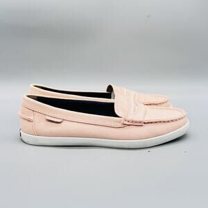 Cole Haan Shoes Women 8.5 Pink Canvas Penny Loafers Flats Slip On Casual Comfort